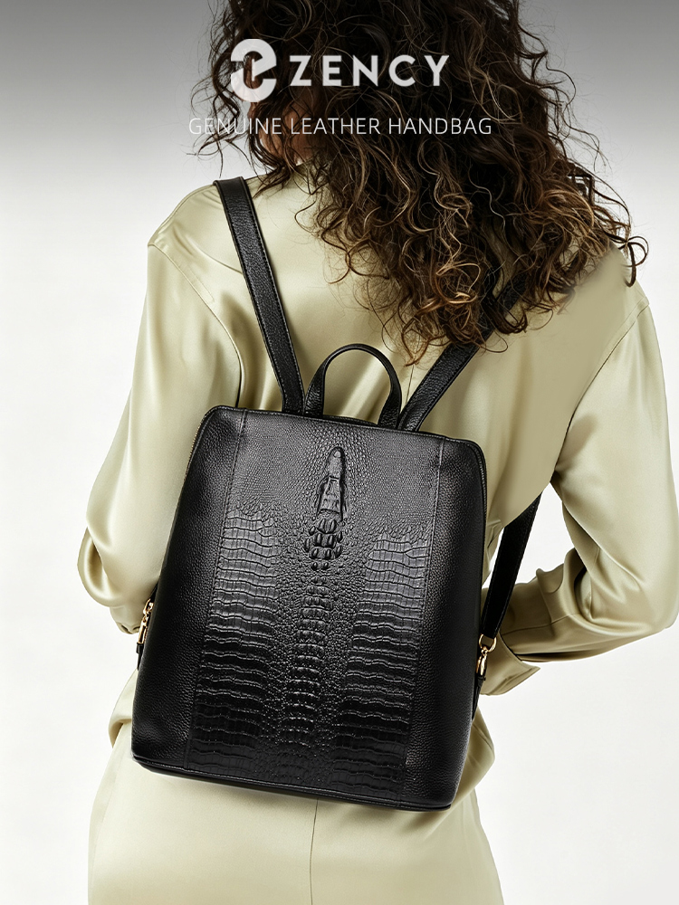 Leather Backpack Vintage - حقيبة ظهر نسائية من جلد التمساح
