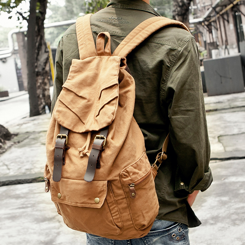حقيبة ظهر قماشية كبيرة السعة،  - مراجعة Canvas Backpack Casual وسعره