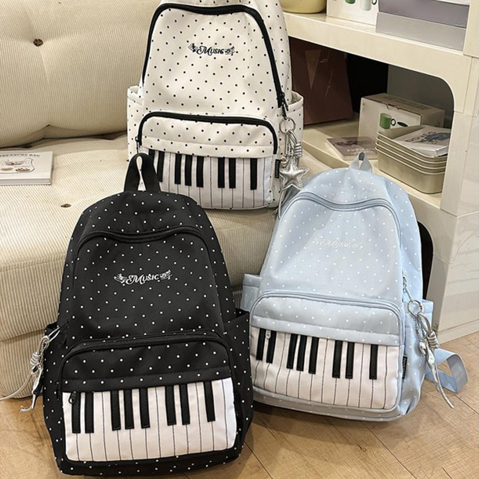 حقيبة ظهر للسفر بطبعة البيانو، - مراجعة Fashion Backpack Women وسعره